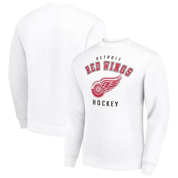 Men's Starter  White Detroit Red Wings Team Logo Fleece Pullover Sweatshirt