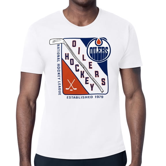Men's Starter White Edmonton Oilers Shield Graphic T-Shirt