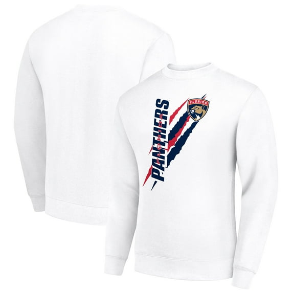 Men's Starter White Florida Panthers Color Scratch Pullover Sweatshirt