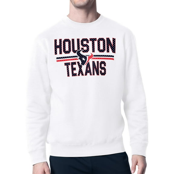 Men's Starter White Houston Texans Team Mesh Print Graphic Pullover Sweatshirt