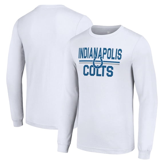 Men's Starter White Indianapolis Colts Team Mesh Print Graphic Long Sleeve T-Shirt
