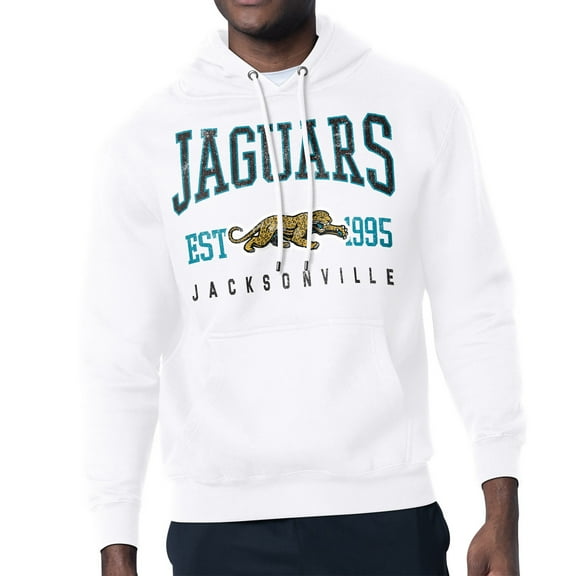 Men's Starter  White Jacksonville Jaguars Retro Team Logo Pullover Hoodie