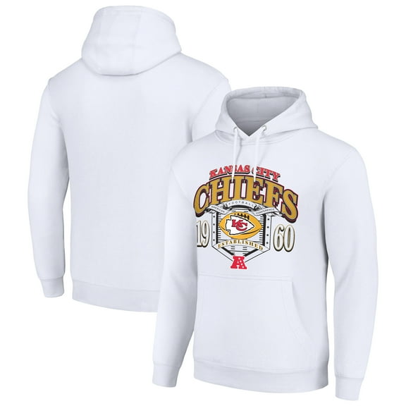 Men's Starter White Kansas City Chiefs 80s Retro Pullover Hoodie