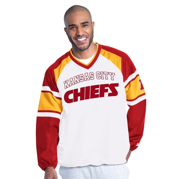 Men's Starter  White Kansas City Chiefs Infield Play Raglan Pullover Jacket