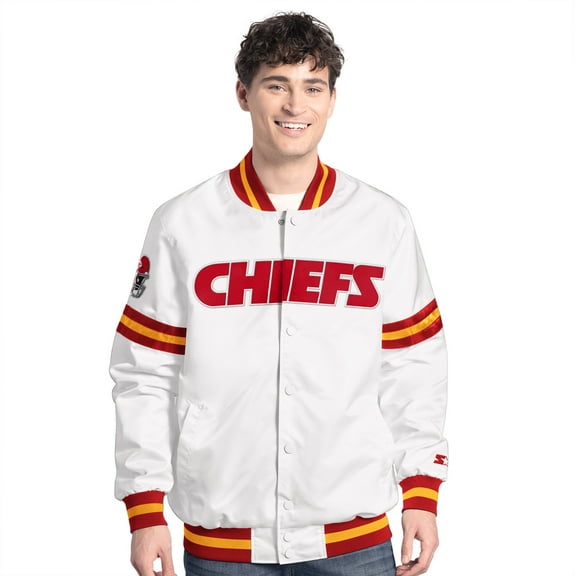 Men's-Starter  White Kansas City Chiefs Scout Full-Snap Varsity Jacket