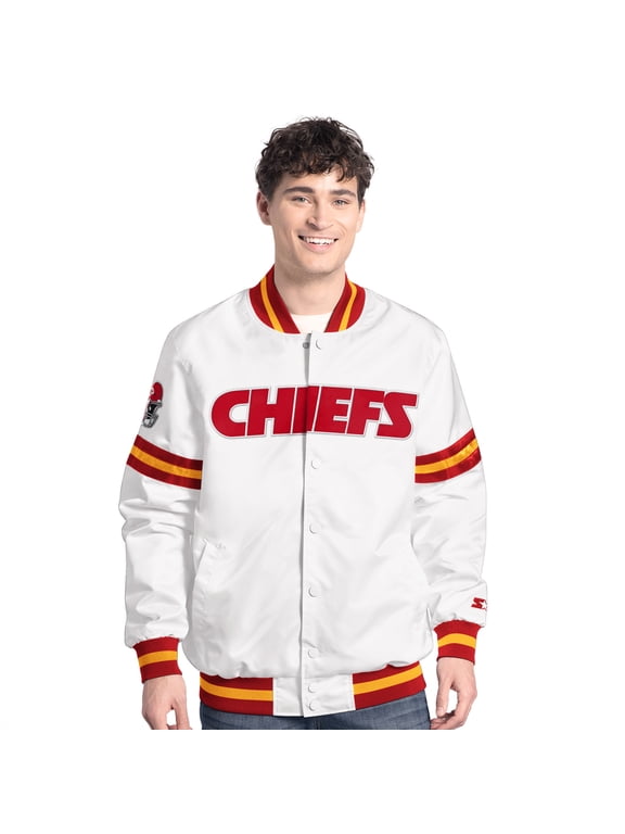 Men's-Starter White Kansas City Chiefs Scout Full-Snap Varsity Jacket