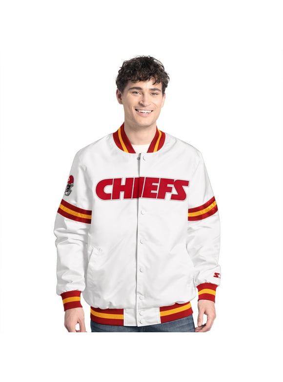 Men's-Starter White Kansas City Chiefs Scout Full-Snap Varsity Jacket