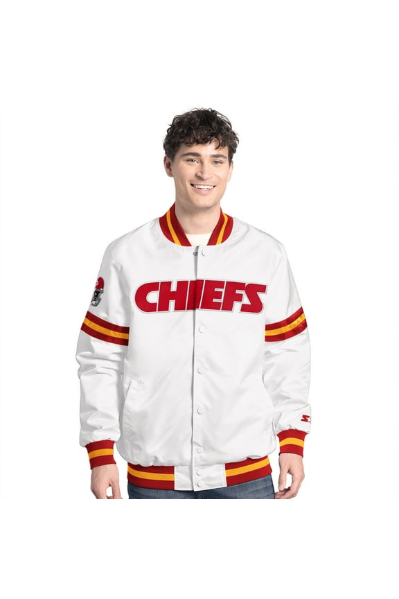 Men's-Starter White Kansas City Chiefs Scout Full-Snap Varsity Jacket