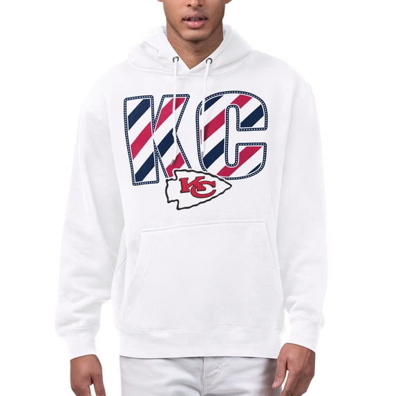 Men's Starter White Kansas City Chiefs Stars & Stripes Graphic Hoodie