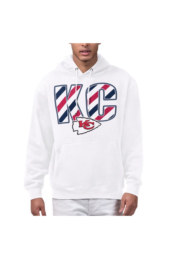 Men's Starter White Kansas City Chiefs Stars & Stripes Graphic Hoodie