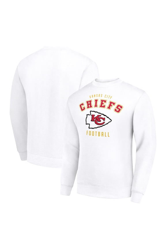 Men's Starter White Kansas City Chiefs Team Logo Pullover Sweatshirt