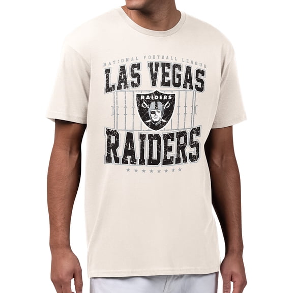 Men's Starter Cream Las Vegas Raiders Distressed Field T-Shirt