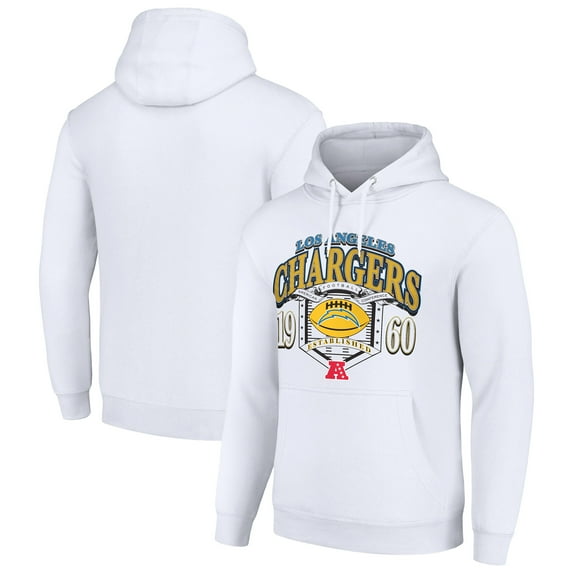 Men's Starter White Los Angeles Chargers 80s Retro Pullover Hoodie