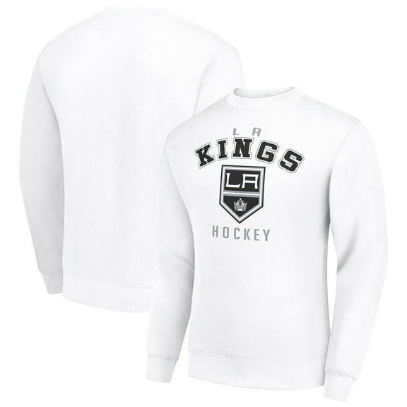 Men's Starter  White Los Angeles Kings Team Logo Fleece Pullover Sweatshirt