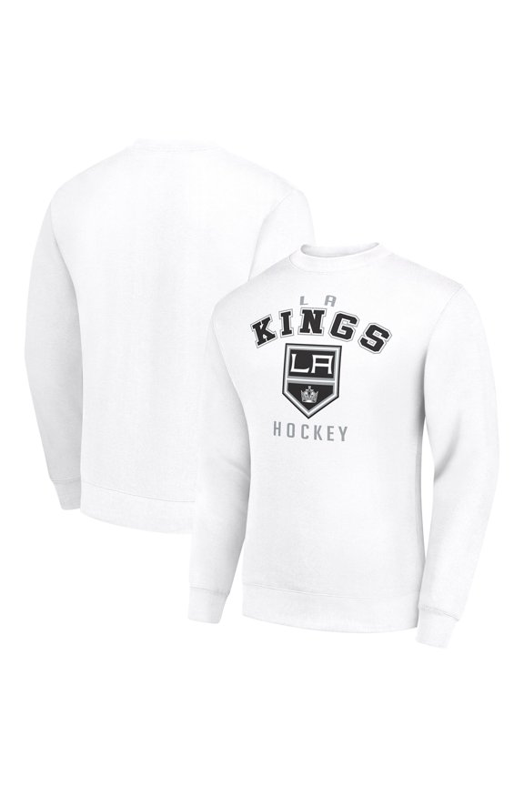Men's Starter  White Los Angeles Kings Team Logo Fleece Pullover Sweatshirt