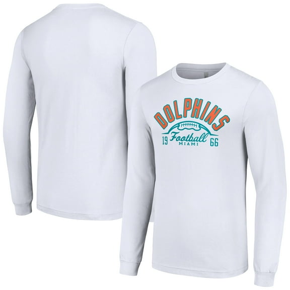 Men's Starter  White Miami Dolphins Half Ball Team Long Sleeve T-Shirt