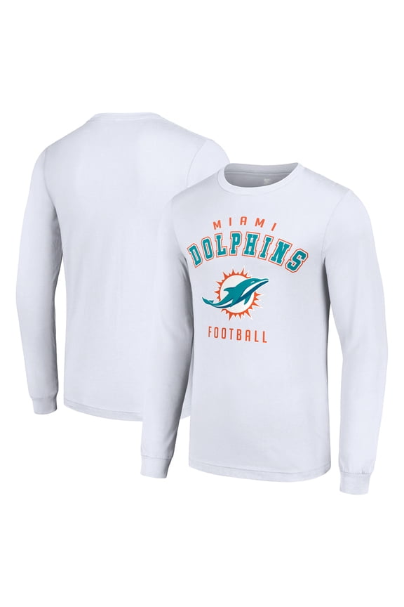 Men's Starter White Miami Dolphins Long Sleeve T-Shirt