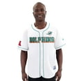 thumbnail image 1 of Men's-Starter  White Miami Dolphins Relay Full-Button Baseball Jersey, 1 of 2
