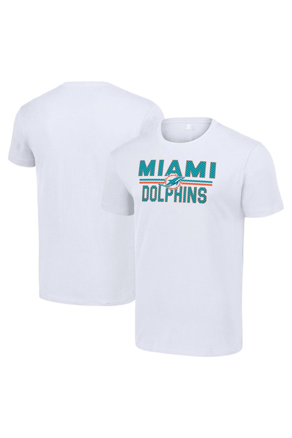 Men's Starter White Miami Dolphins Team Mesh Print Graphic T-Shirt