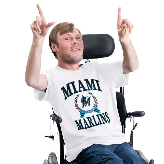 Men's G-III Sports by Carl Banks  White Miami Marlins Adaptive Team Laurel T-Shirt