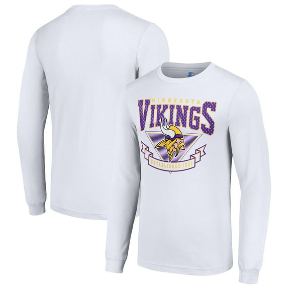 Men's Starter White Minnesota Vikings '80s Inspired Team Logo Long Sleeve T-Shirt