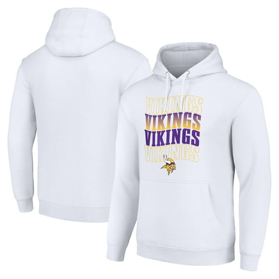 Men's Starter White Minnesota Vikings Four Team Name Logo Fleece Pullover Hoodie
