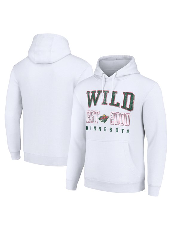 Men's Starter White Minnesota Wild Graphic Pullover Hoodie
