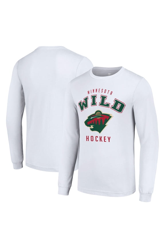 Men's Starter White Minnesota Wild Logo Long Sleeve T-Shirt