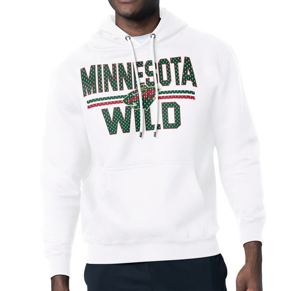 Men's Starter White Minnesota Wild Mesh Look Team Name Logo Tri-Blend Pullover Hoodie