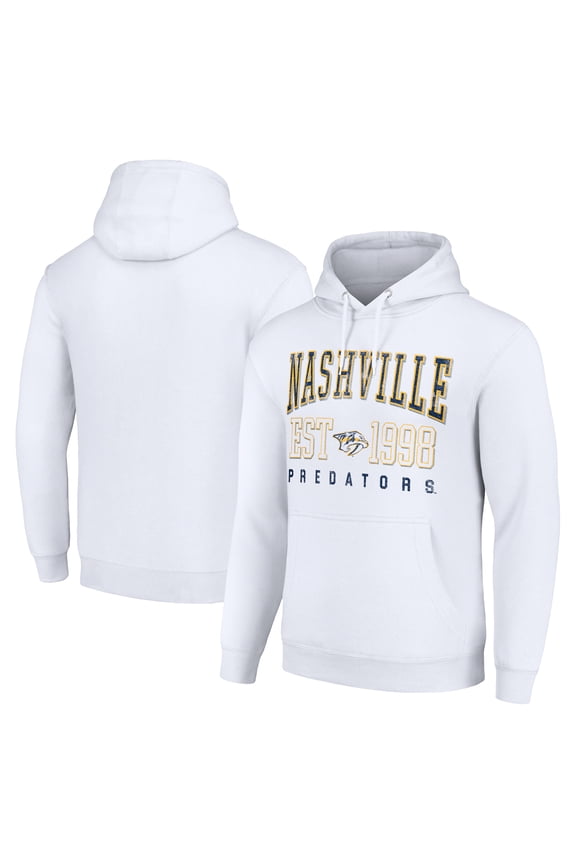 Men's Starter White Nashville Predators Graphic Pullover Hoodie