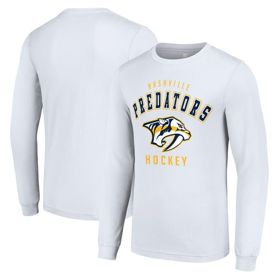 Men's Starter White Nashville Predators Logo Long Sleeve T-Shirt