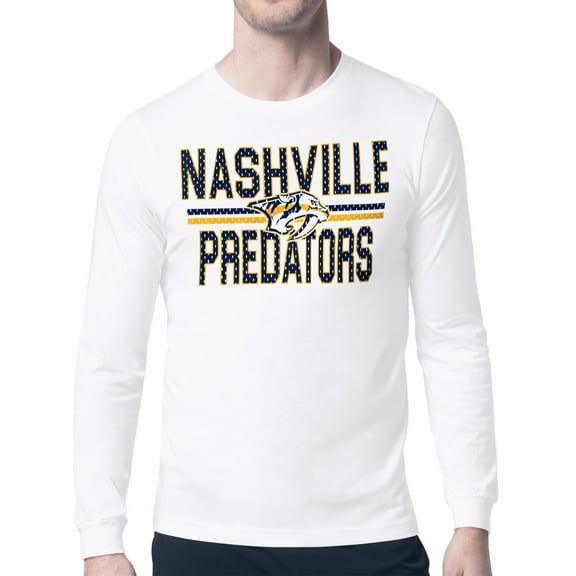 Men's Starter White Nashville Predators Mesh Look Team Name Long Sleeve T-Shirt