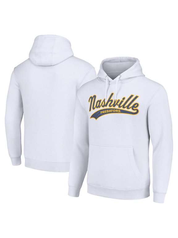 Men's Starter White Nashville Predators Tailsweep Fleece Tri-Blend Pullover Hoodie