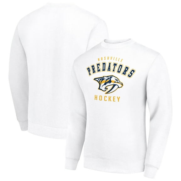 Men's Starter White Nashville Predators Team Logo Fleece Pullover Sweatshirt