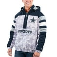 thumbnail image 1 of Men's Starter White/Navy Dallas Cowboys Thursday Night Gridiron Raglan Half-Zip Hooded Jacket, 1 of 2