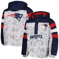 thumbnail image 1 of Men's Starter White/Navy New England Patriots Thursday Night Gridiron Raglan Half-Zip Hooded Jacket, 1 of 4