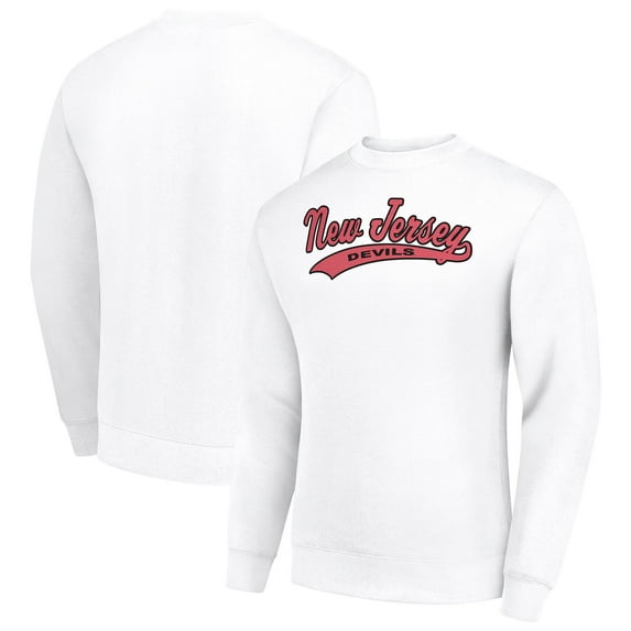 Men's Starter White New Jersey Devils Tailsweep City Pullover Sweatshirt