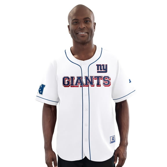 Men's-Starter  White New York Giants Relay Full-Button Baseball Jersey
