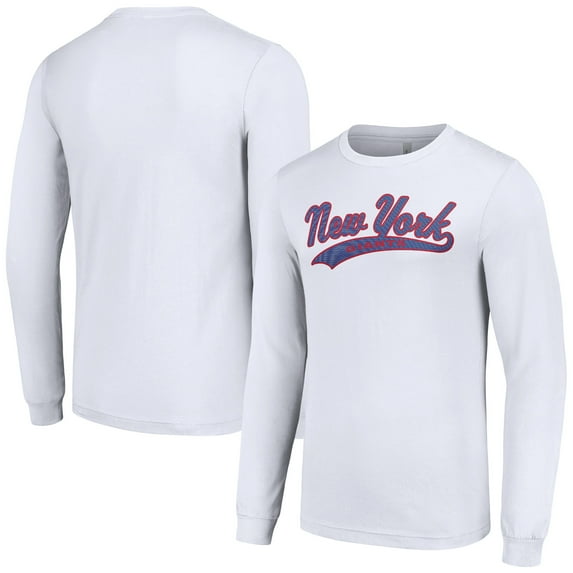 Men's Starter White New York Giants Tailsweep Long Sleeve T-Shirt