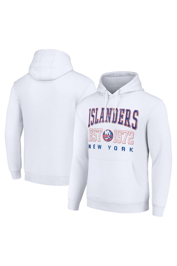 Men's Starter White New York Islanders Retro Graphic Pullover Hoodie