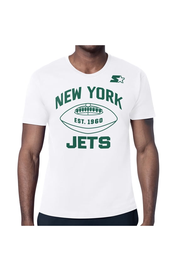 Men's Starter White New York Jets Green and White Forever T-Shirt
