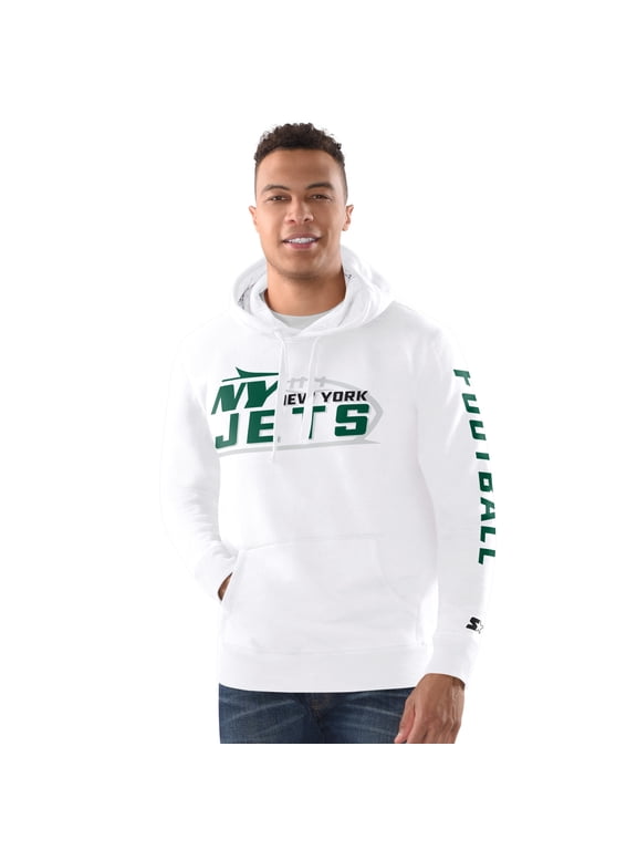 Men's Starter White New York Jets Vintage Pullover Hoodie