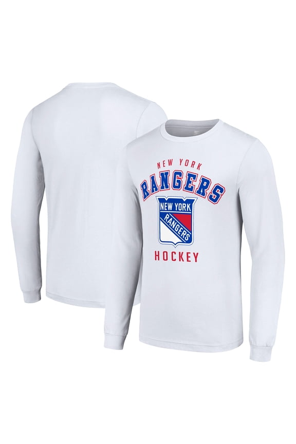 Men's Starter White New York Rangers Logo Long Sleeve T-Shirt