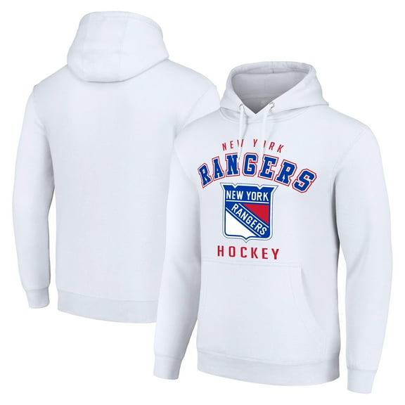 Men's Starter White New York Rangers Logo Pullover Hoodie
