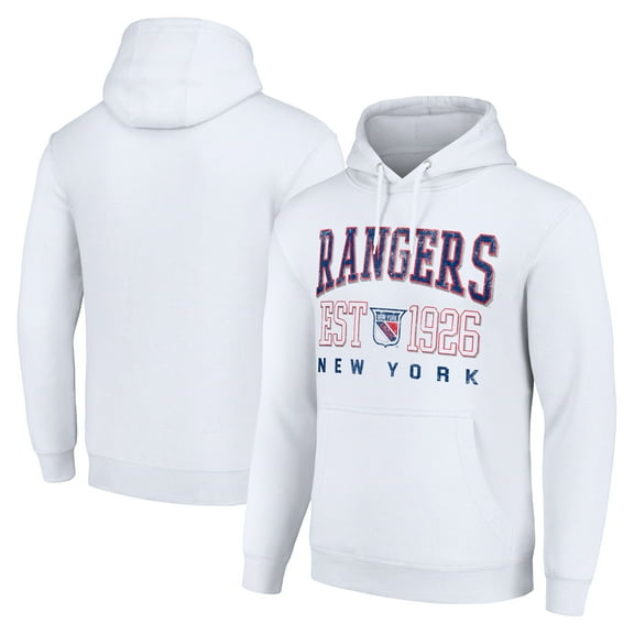 Men's Starter White New York Rangers Retro Graphic Pullover Hoodie