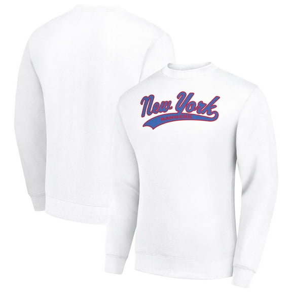 Men's Starter  White New York Rangers Tailsweep City Pullover Sweatshirt