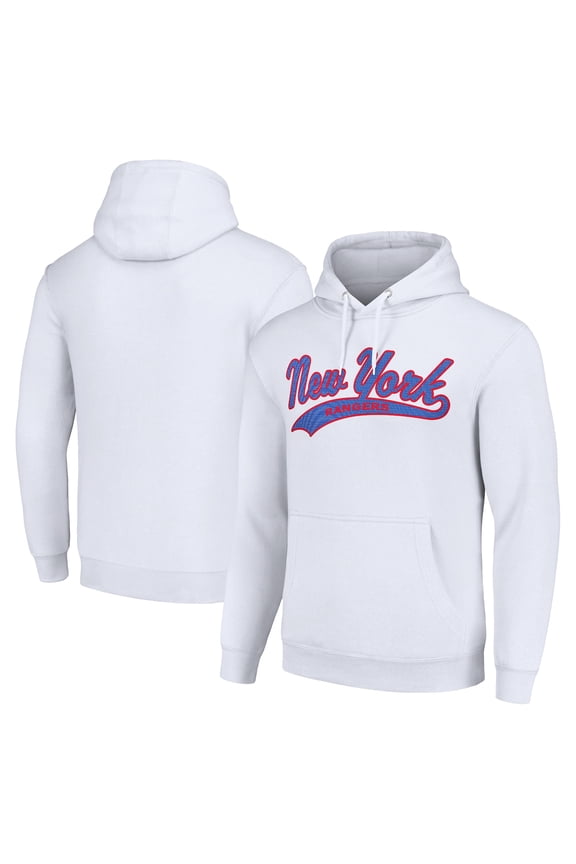 Men's Starter White New York Rangers Tailsweep Fleece Tri-Blend Pullover Hoodie