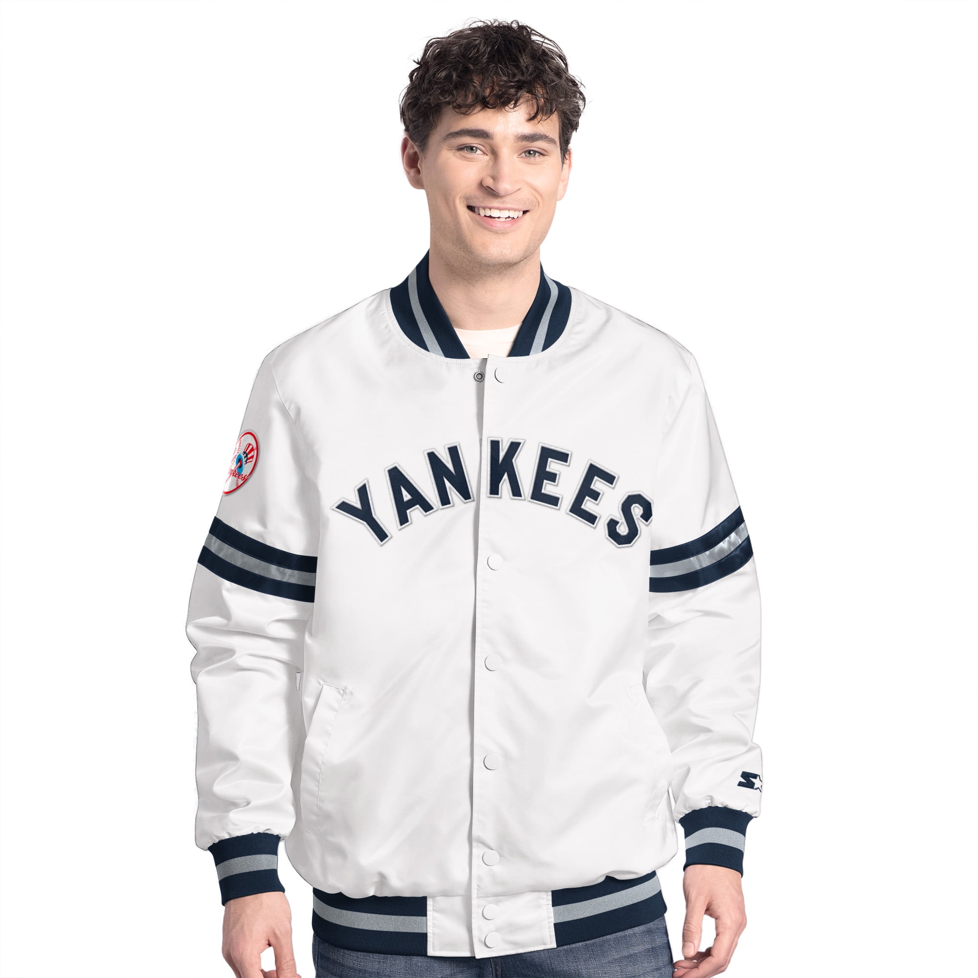 Men's-Starter White New York Yankees Cooperstown Scout Full-Snap