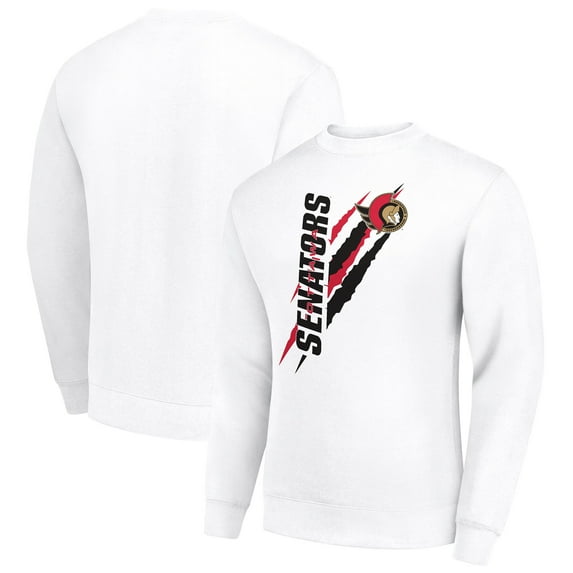 Men's Starter White Ottawa Senators  Color Scratch Pullover Sweatshirt