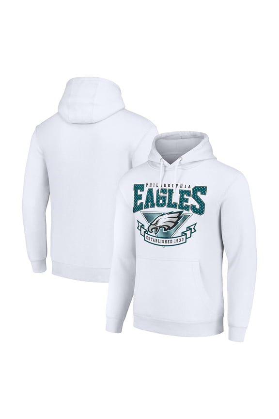 Men's Starter White Philadelphia Eagles -80s Inspired Pullover Hoodie